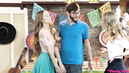 Ботаник пришел на праздник к своей тёлке и умудрился трахнуть сводных сестёр