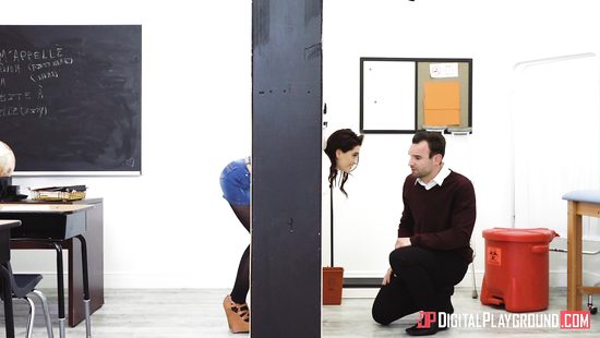 Учитель французского трахнул раком удачно застрявшую студентку