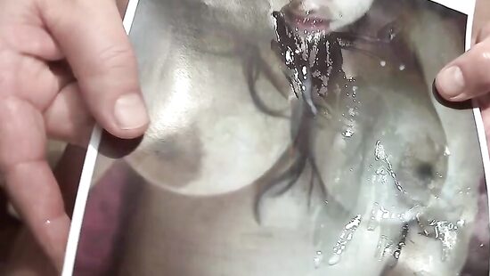 Cum tribute on her big tits